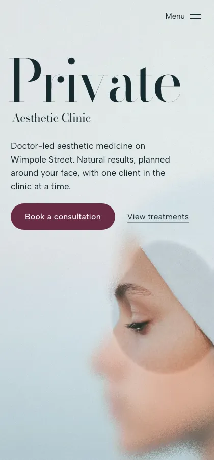 Veil, a demo website for a aesthetic clinic business