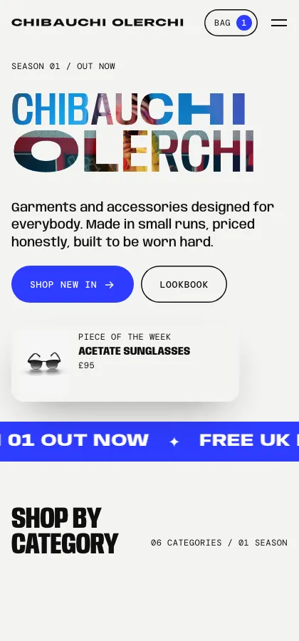 Studio, a demo website for a clothing and accessories business
