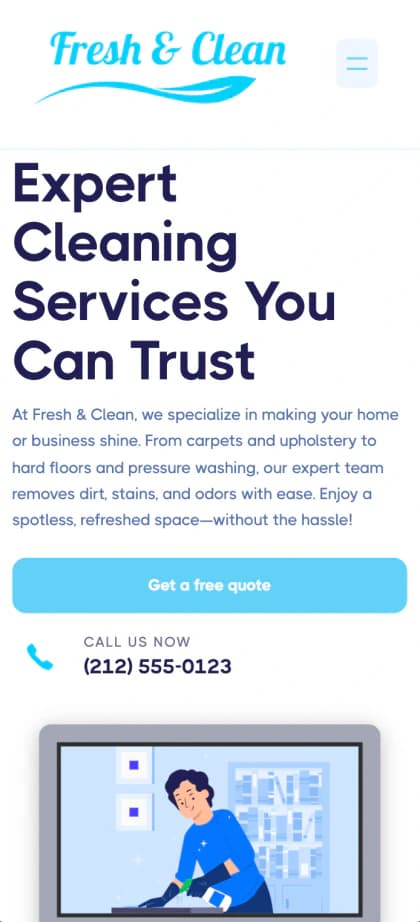 Fresh & Clean, a demo website for a home cleaning business