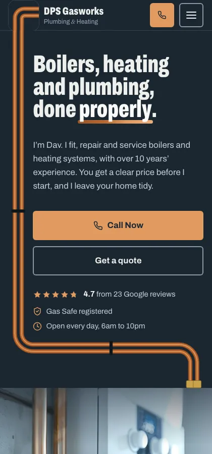 DPS Gasworks, a demo website for a gas, heating and plumbing business