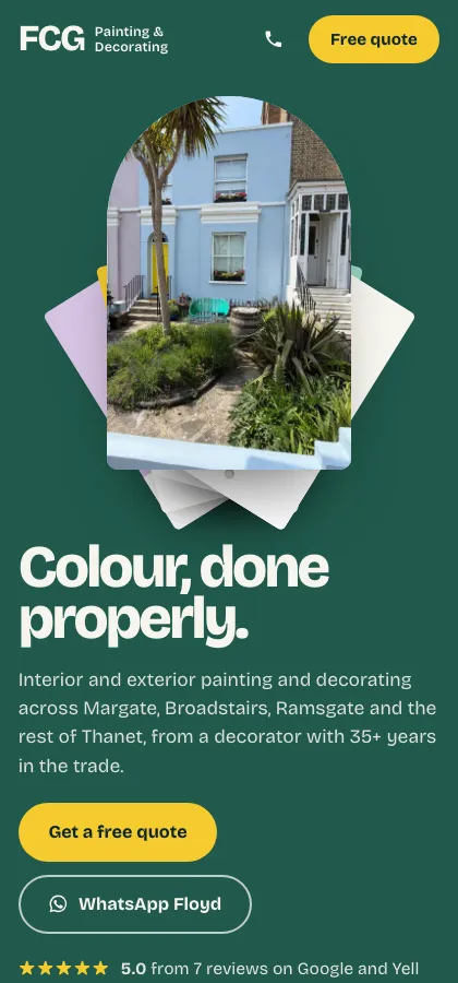 Painter and decorator's site built around free quotes mobile website screenshot
