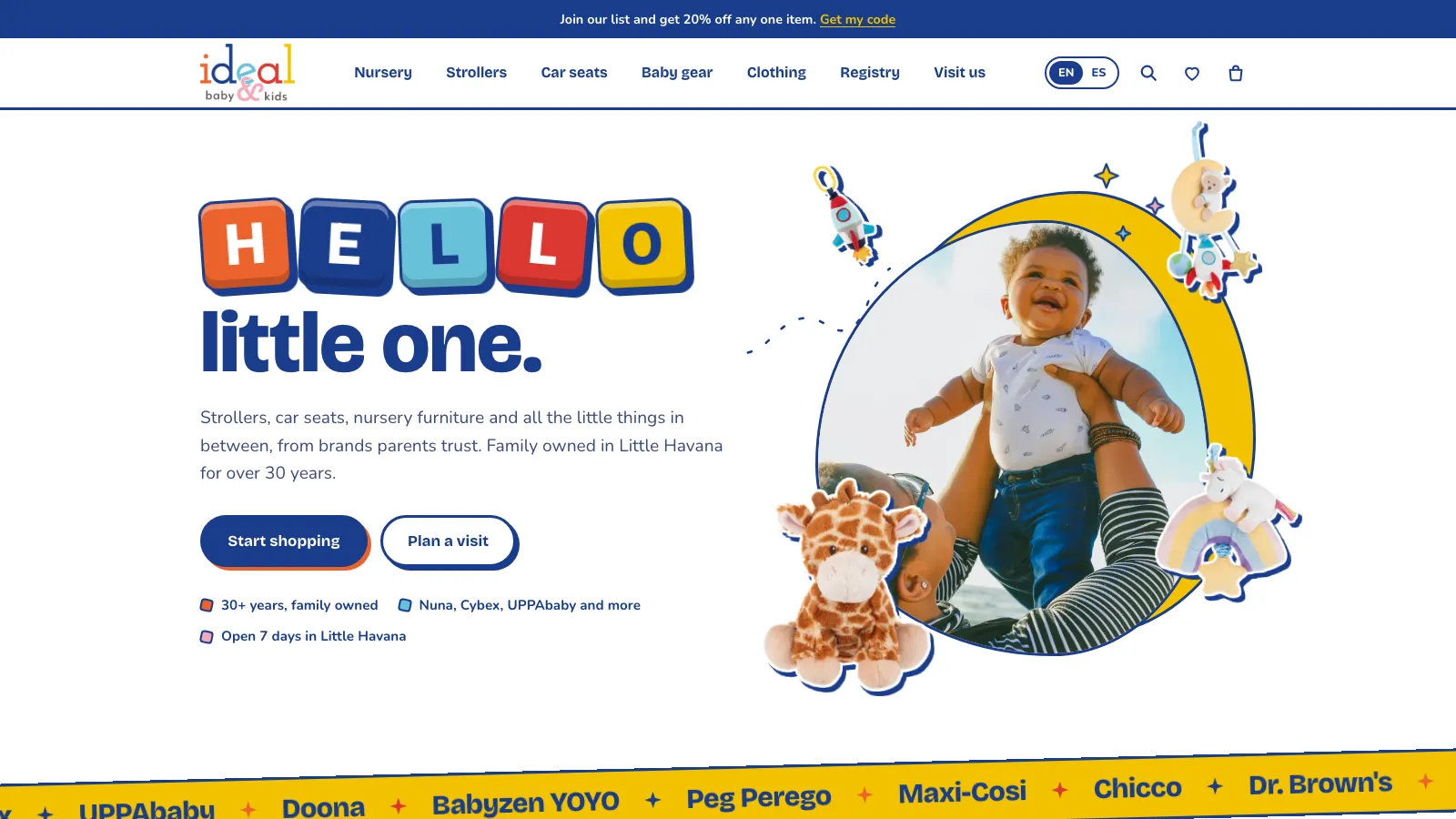 Family-run baby store, online and in Little Havana desktop website screenshot
