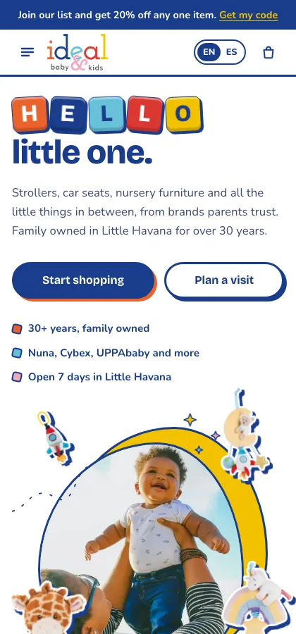 Ideal Baby & Kids, a demo website for a baby and kids store business