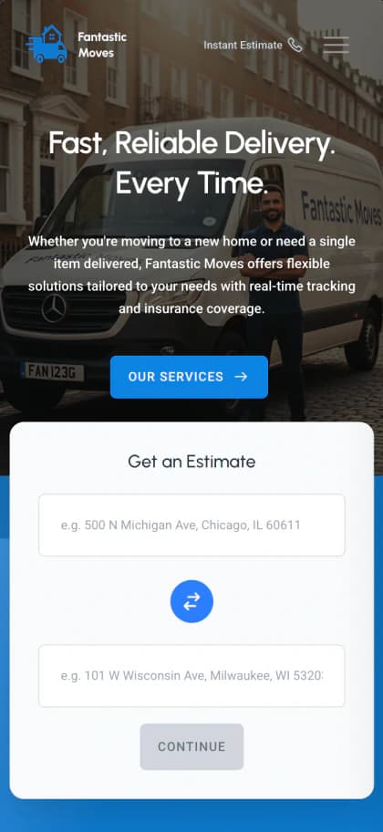 Fantastic Moves, a demo website for a removals business