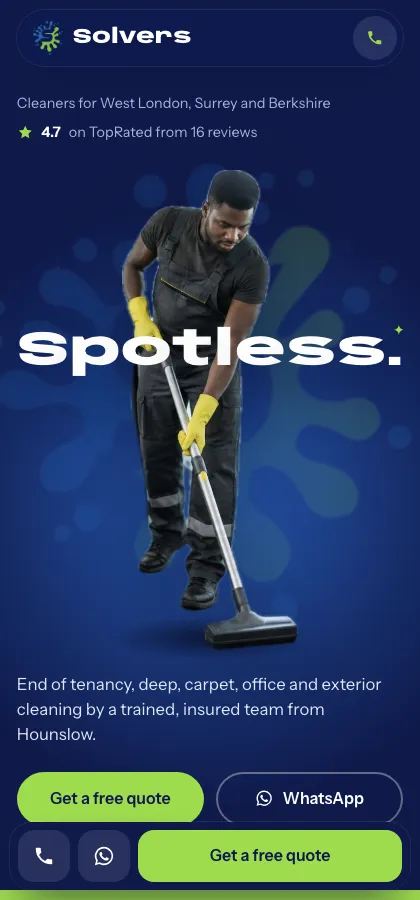 Solvers Cleaning, a demo website for a rental and office cleaning business